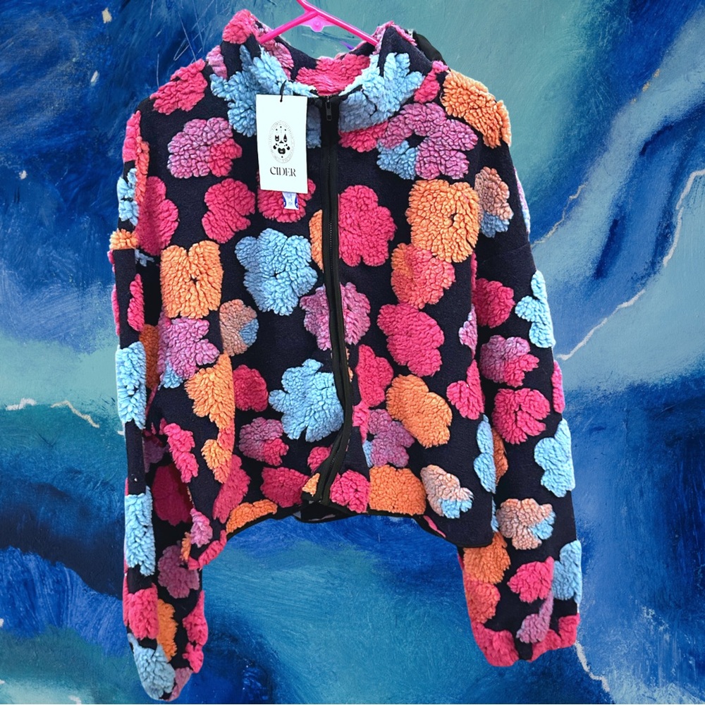 🆕Cider Women’s plus-size Black & Pink & Blue Sherpa Zip-up Jacket Coat💜💜3X